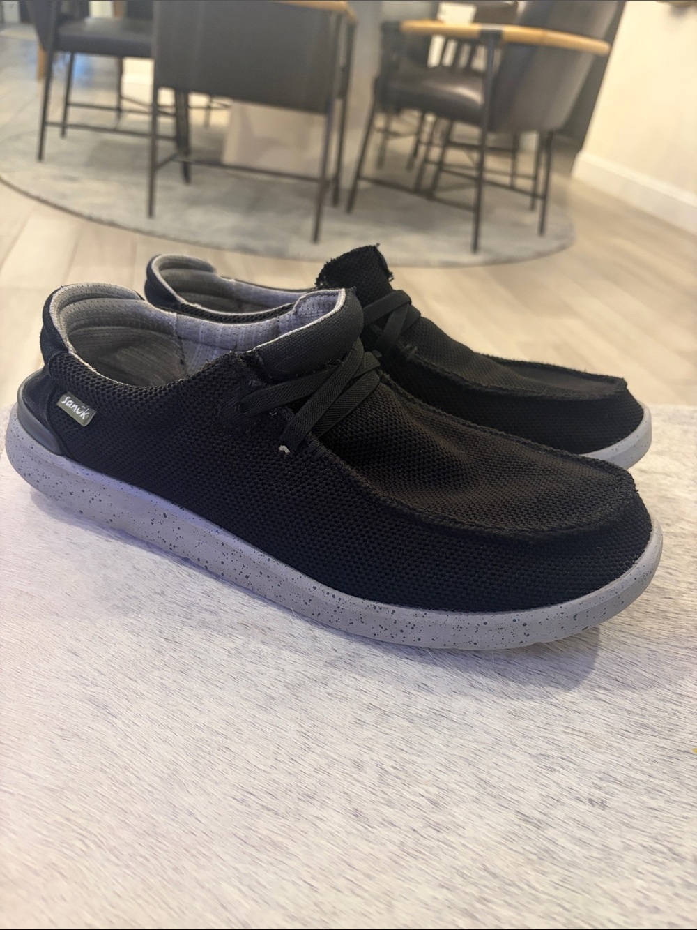 Sanuk Vagabond Knit Casual Slip-On Loafers – Black/Gray – Men’s 10.5